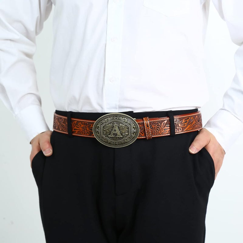 Fibbadet Store Belt Buckles Men Initial Letters A-Z Western Rodeo Cowboy Cowgirl Belt Buckle for Men Boys Halloween Birthday Party - Image 5
